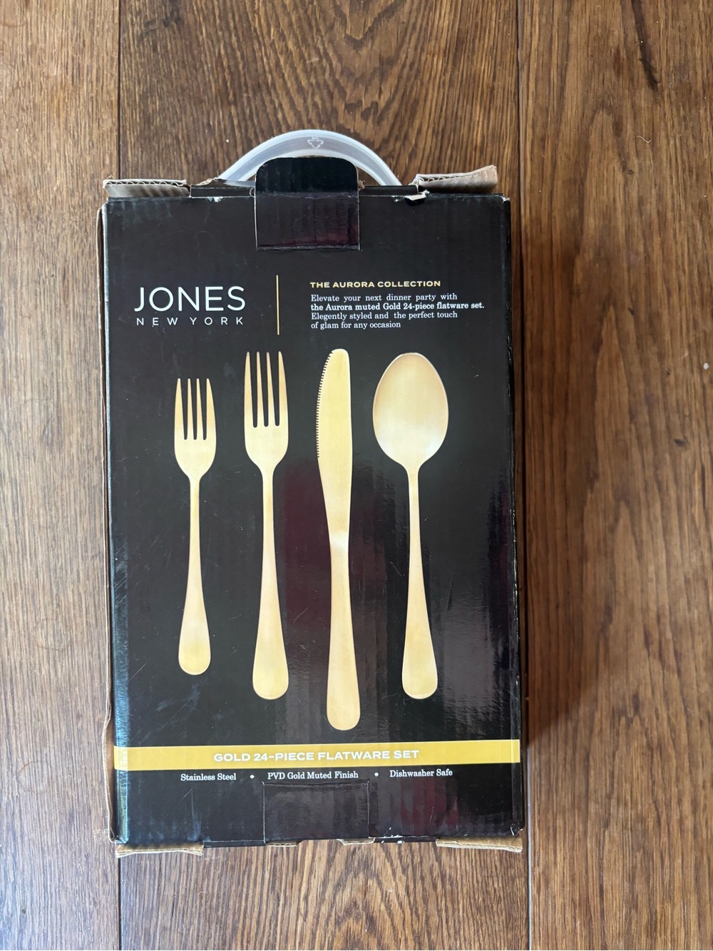 Jones New York 24 Piece Gold Flatware Set - Matte Metallic Gold Finish